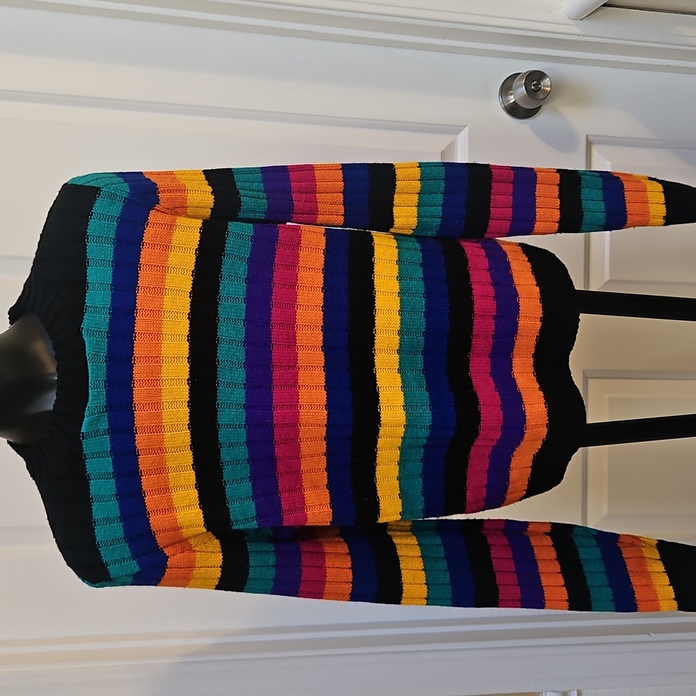 DANCING LEOPARD Colorful Striped Knit Top Sweater - M